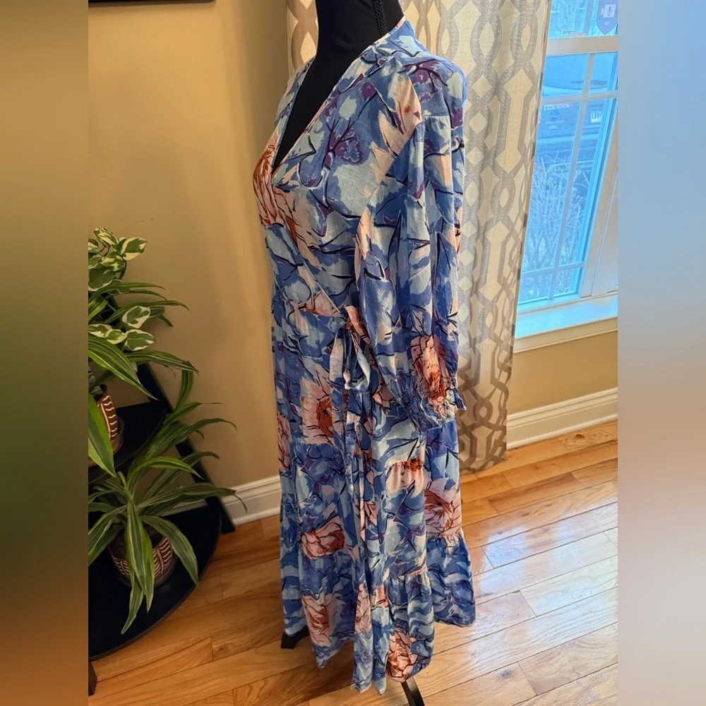 Urban Outfitters Giovanna Floral Wrap Midi Dress Printed Summer Smocked Womens S - Picture 5 of 14